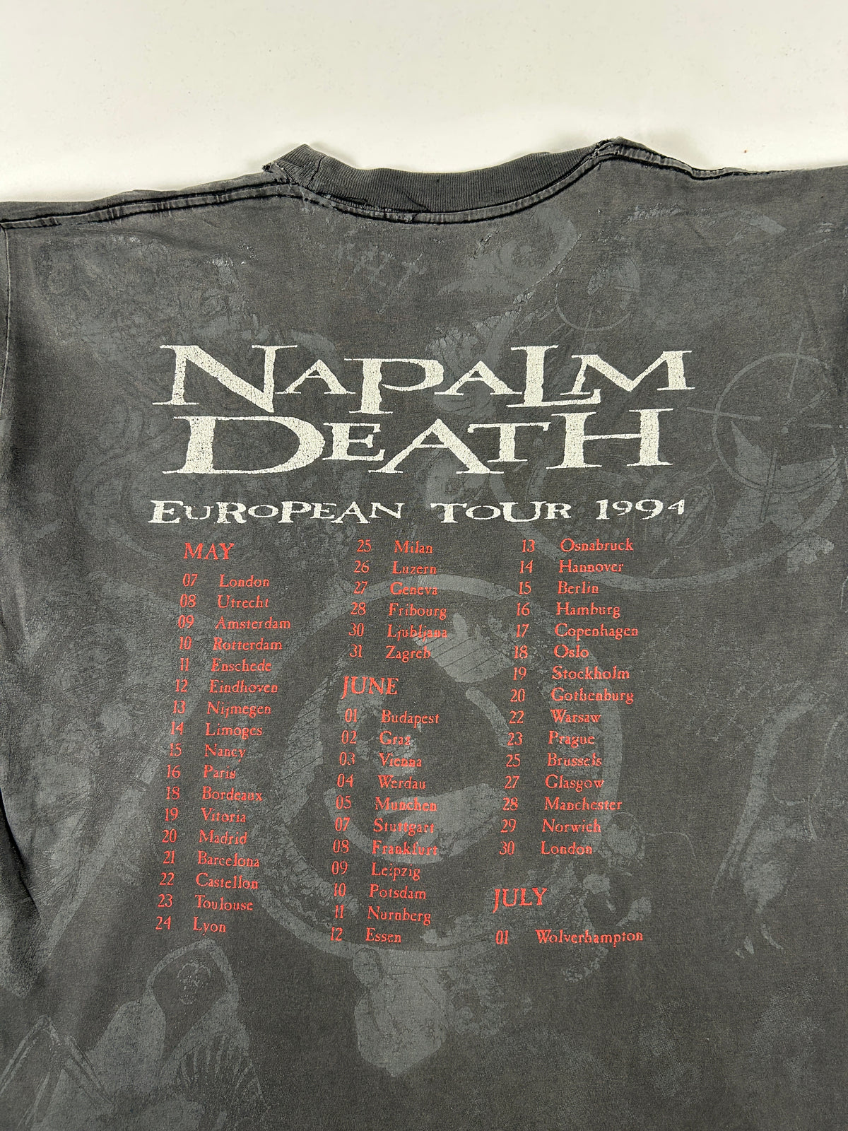 1994 Napalm Death European Tour T-Shirt