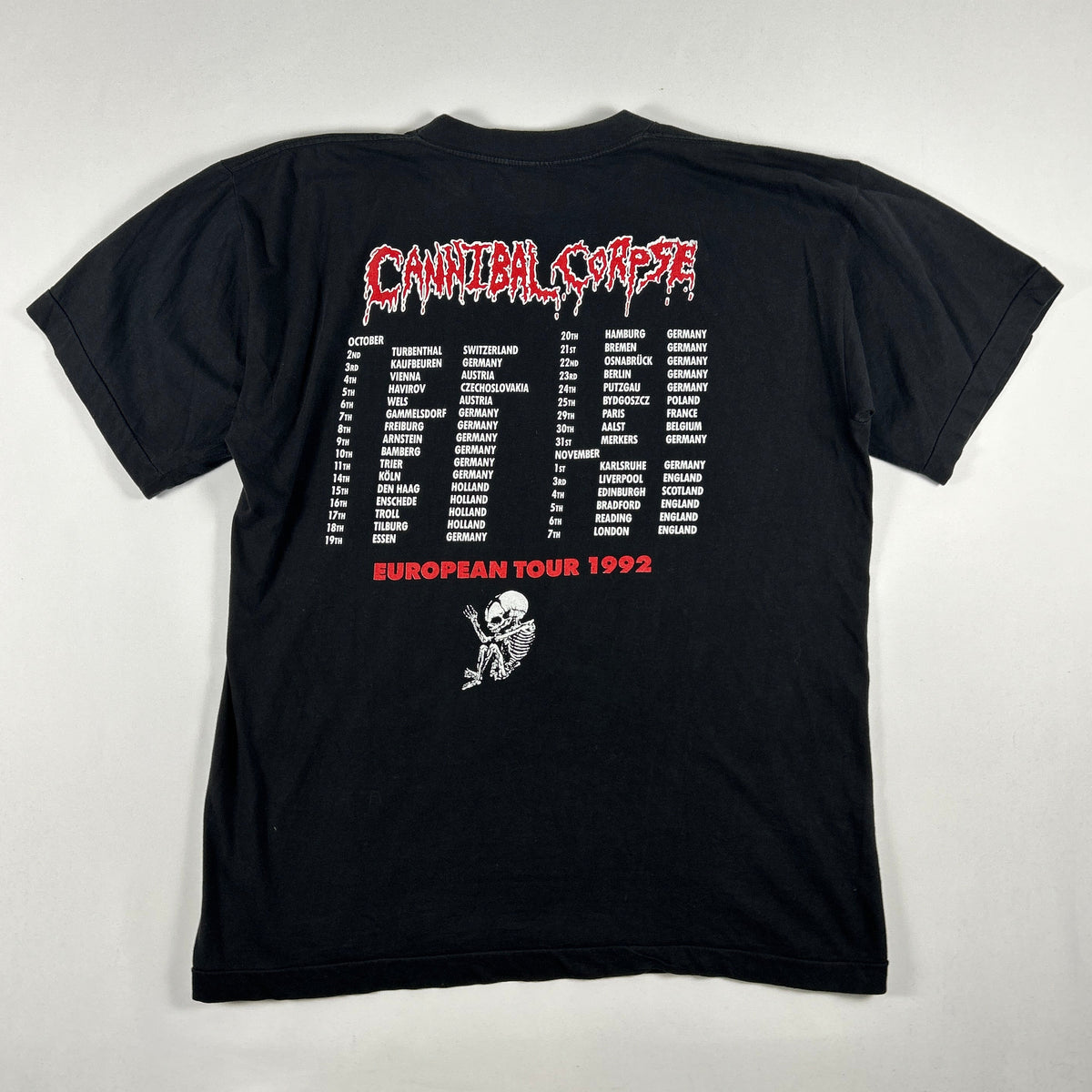 1992 Cannibal Corpse European Tour T-Shirt
