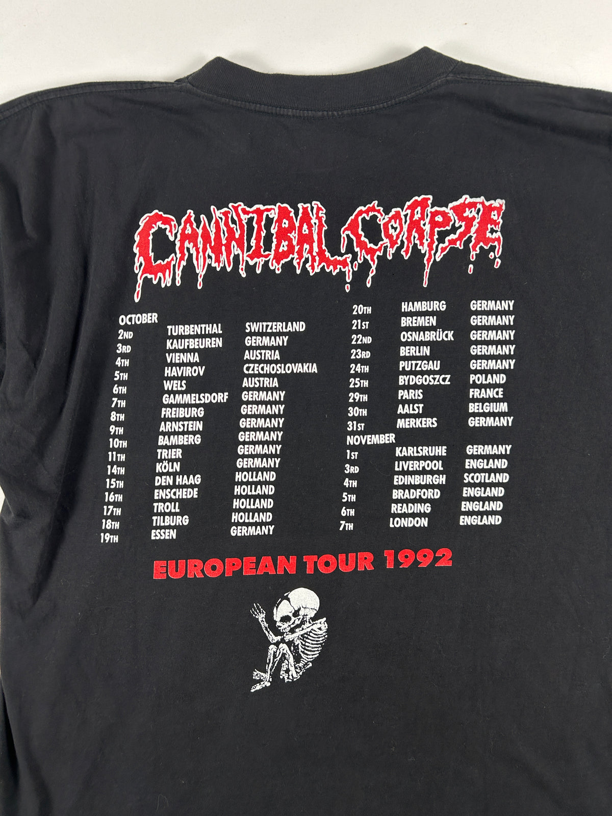 1992 Cannibal Corpse European Tour T-Shirt